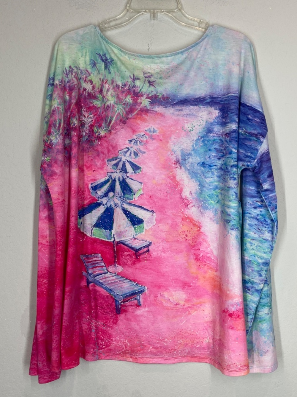 Leoma Lovegrove Shirt Women's XXL Long Sleeve Pullover Beach Umbrellas Art - Picture 5 of 11